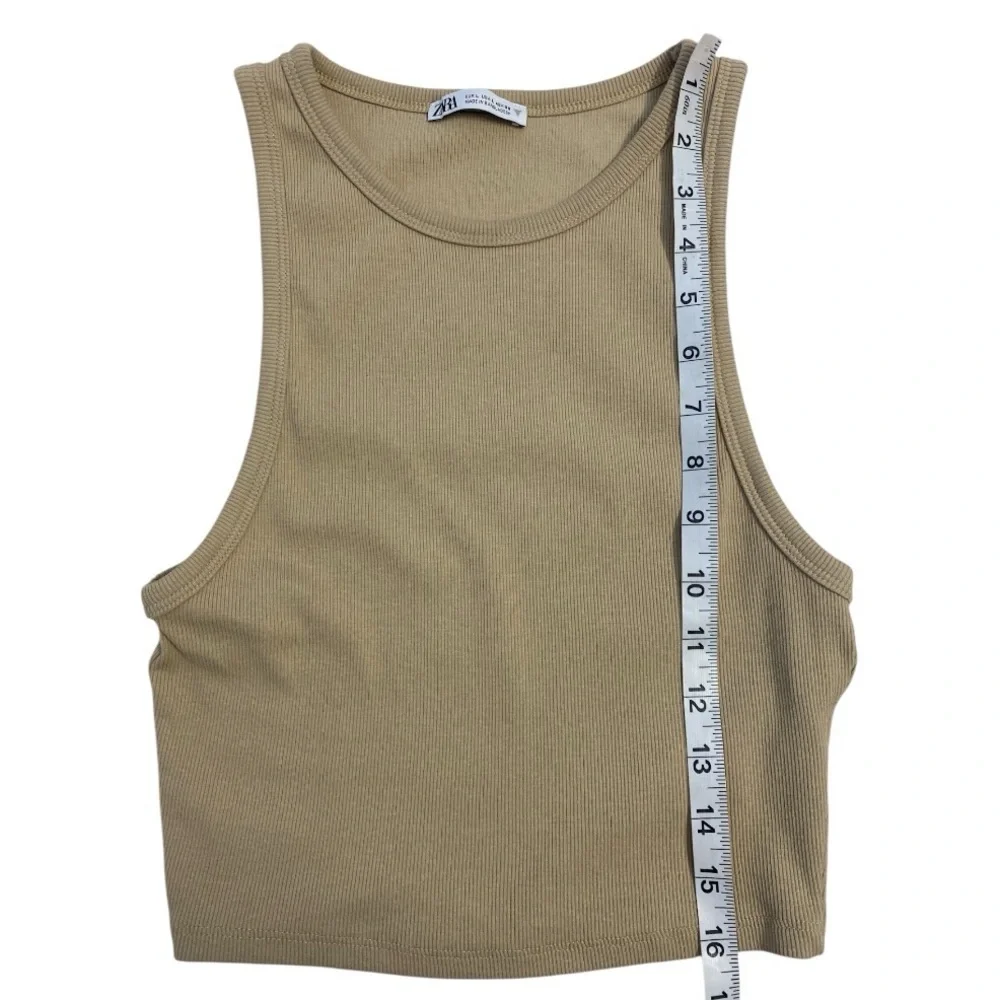 Zara Beige Sleeveless Crop Top Size Large - Picture 8 of 11